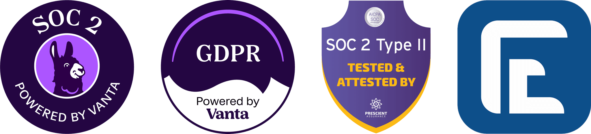 Compliance Logos - SOC2, GDPR, and other security certifications